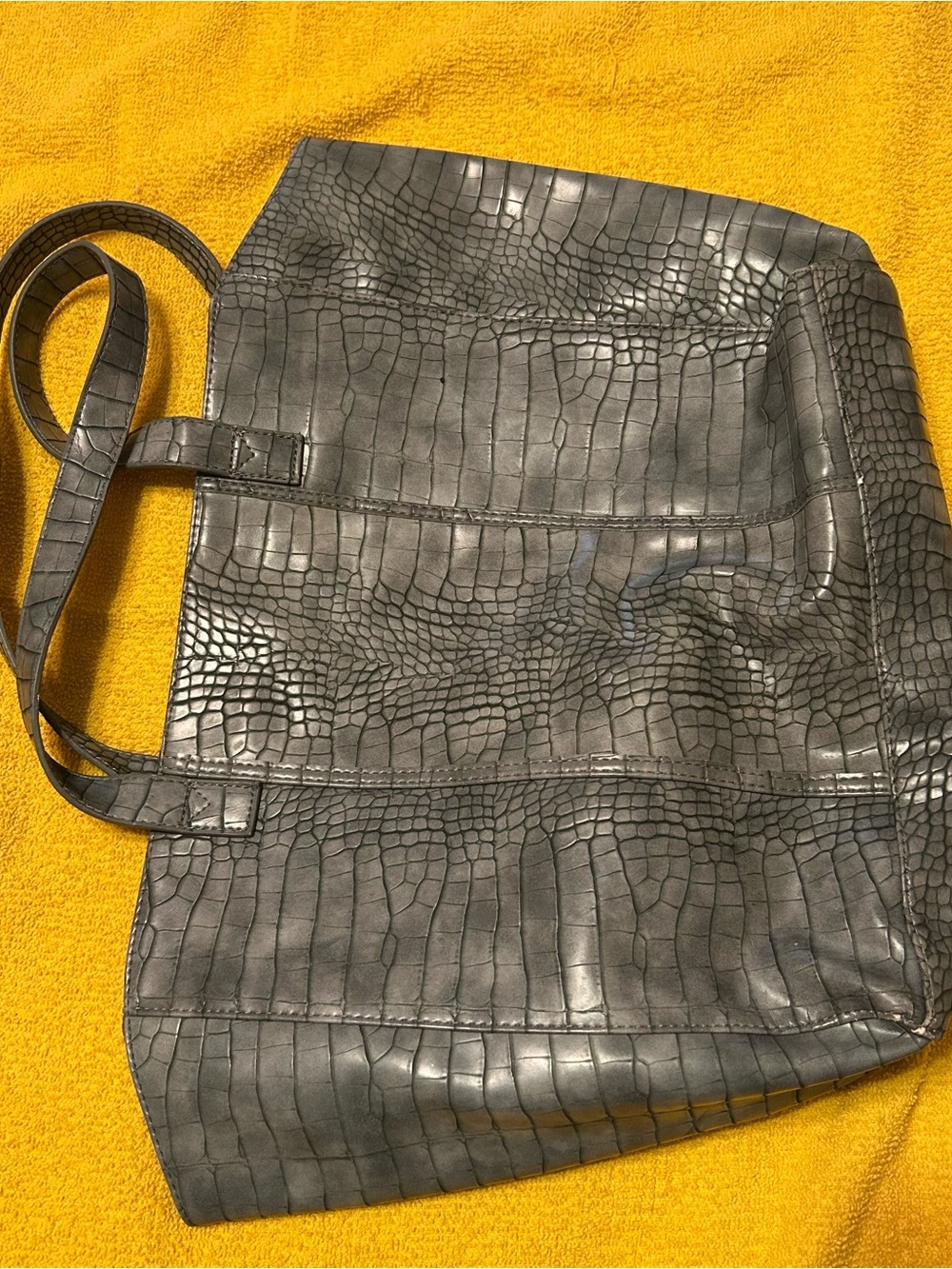 Neiman Marcus Gray Croc-Embossed Tote
